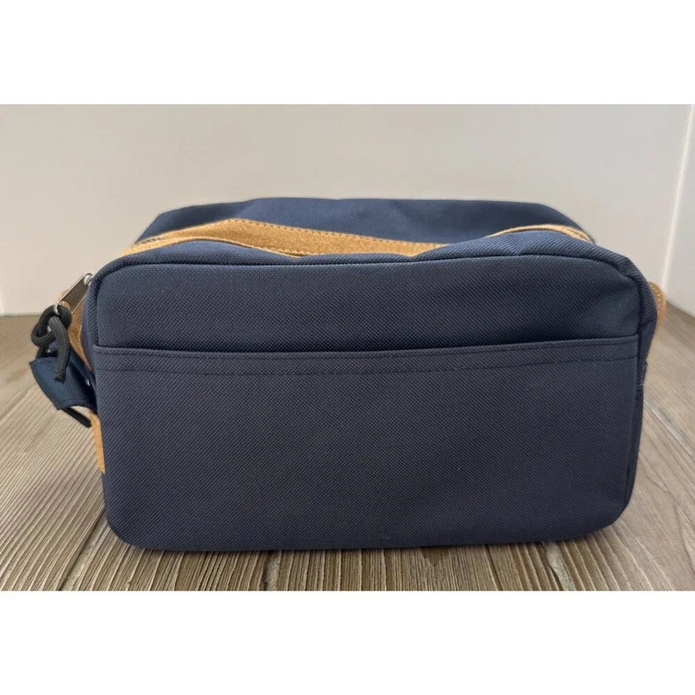 Men’s Navy Canvas Tan Suede Dopp Toiletry Kit Bag